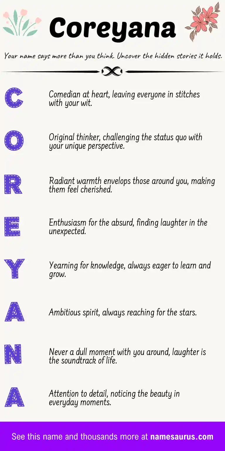Acrostic poem about Coreyana.