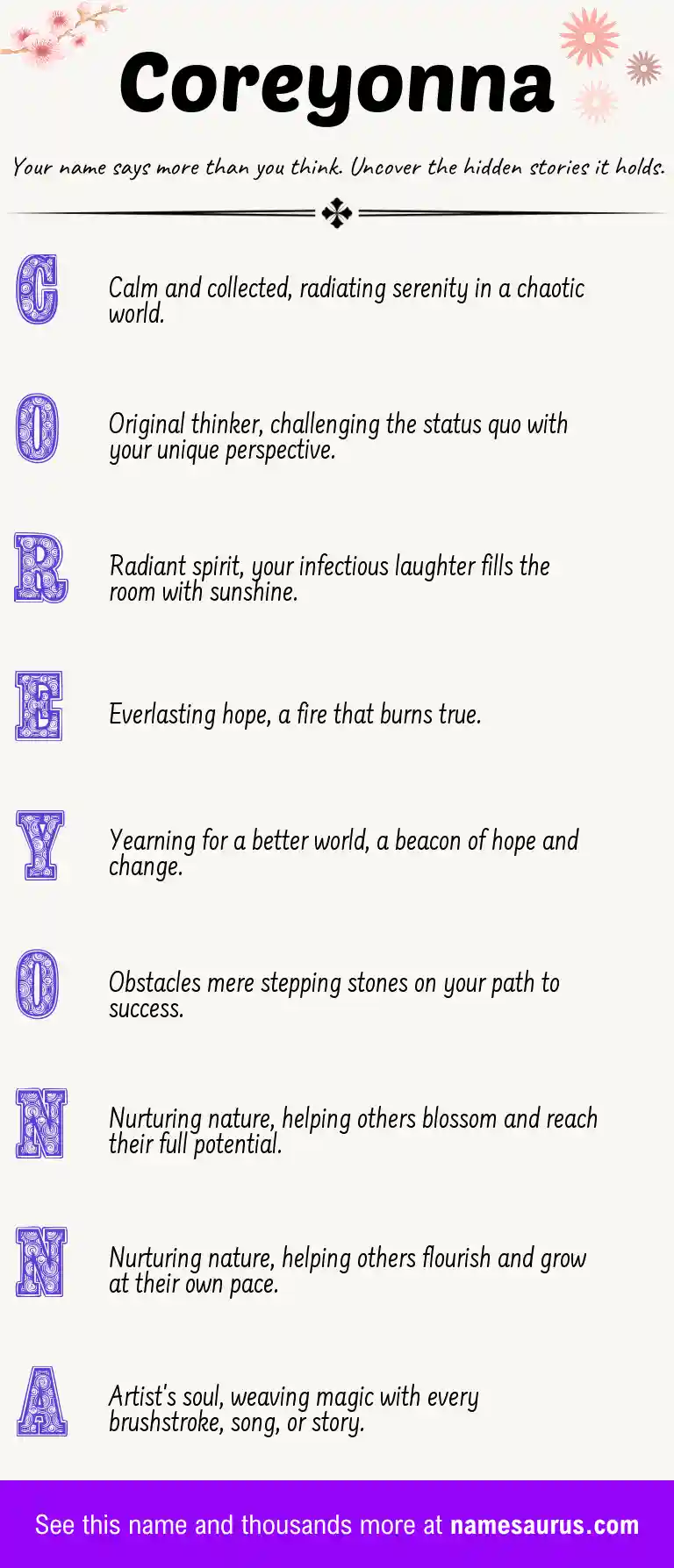 Acrostic poem about Coreyonna.