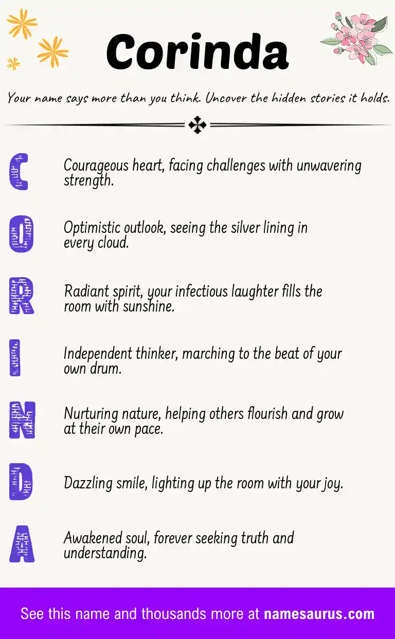 Acrostic poem about Corinda.