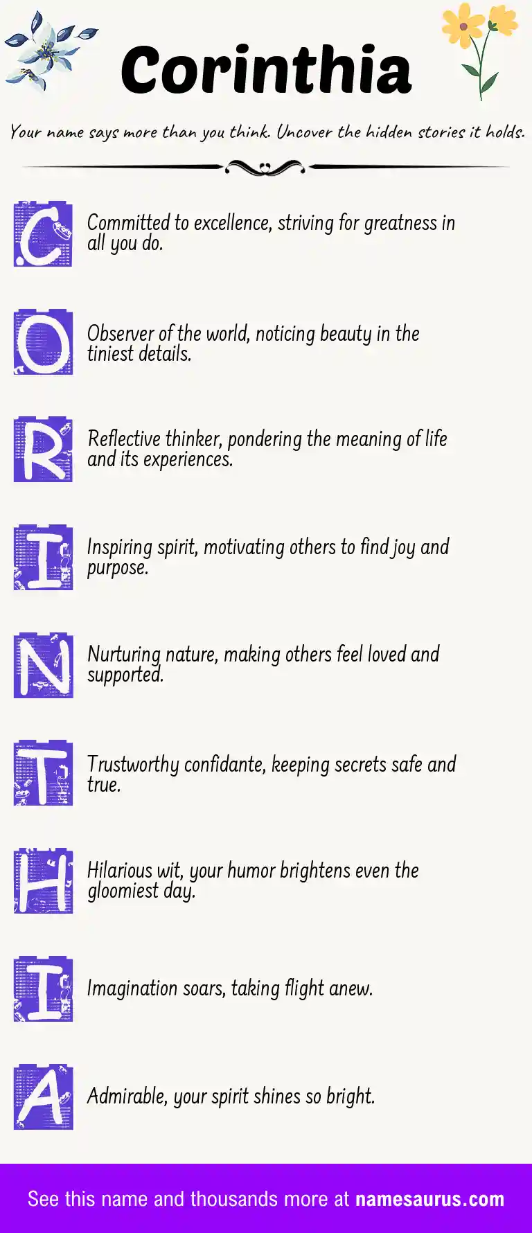 Acrostic poem about Corinthia.