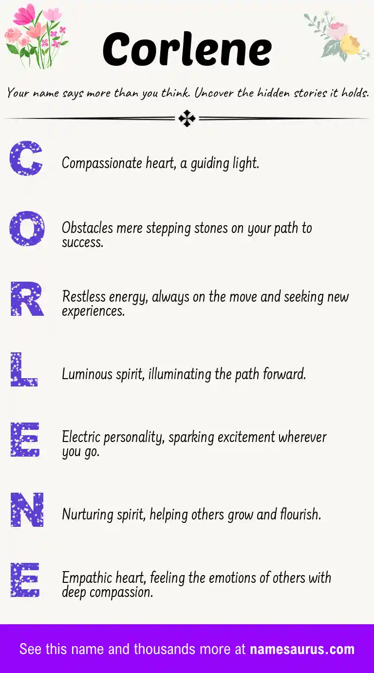 Acrostic poem about Corlene.