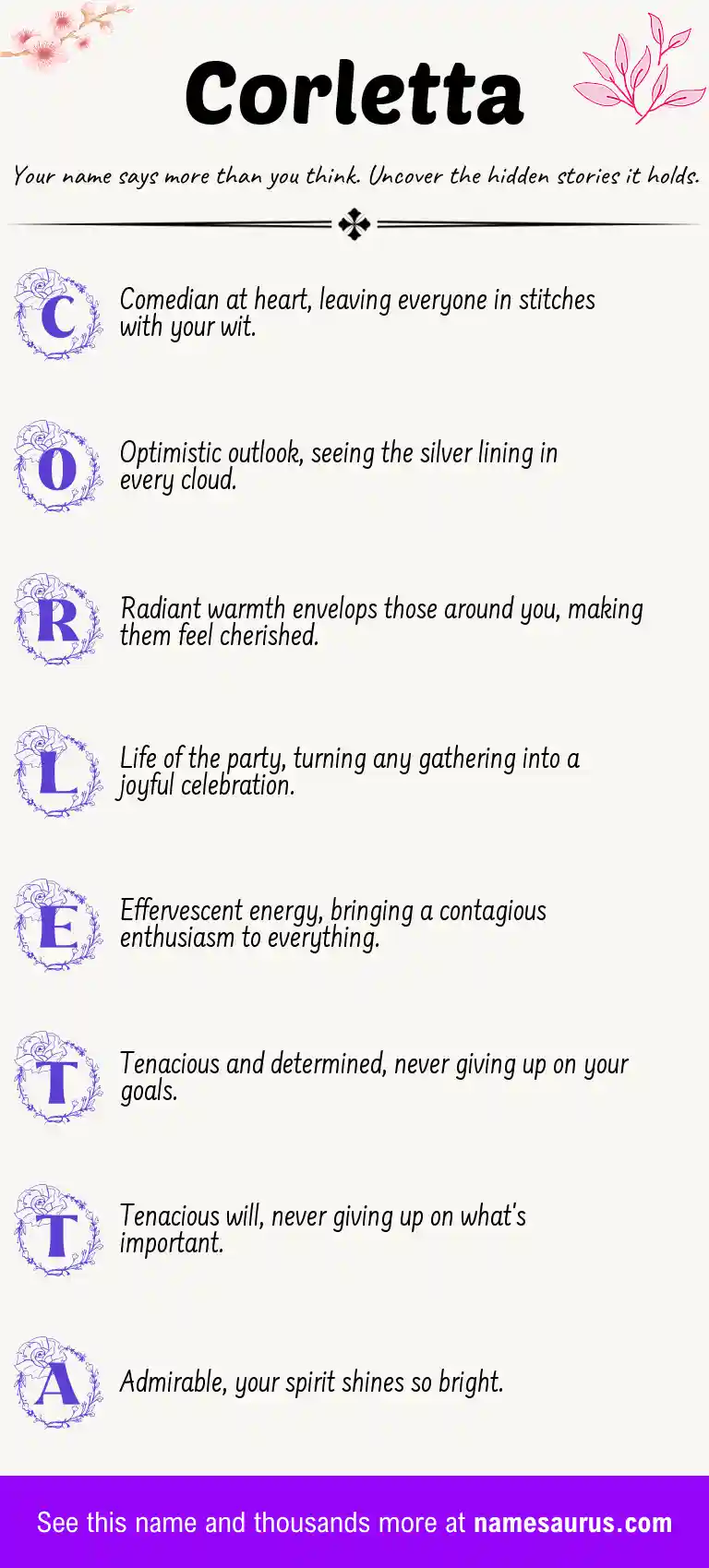 Acrostic poem about Corletta.