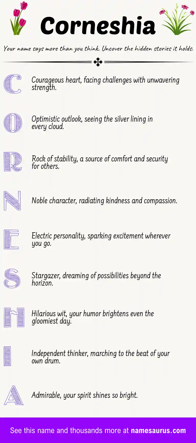 Acrostic poem about Corneshia.