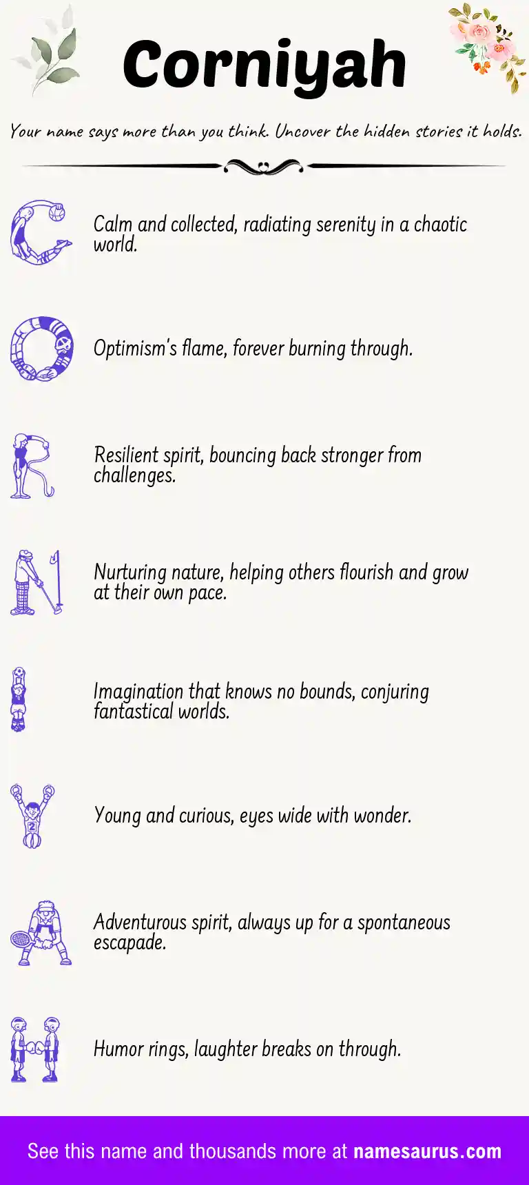 Acrostic poem about Corniyah.