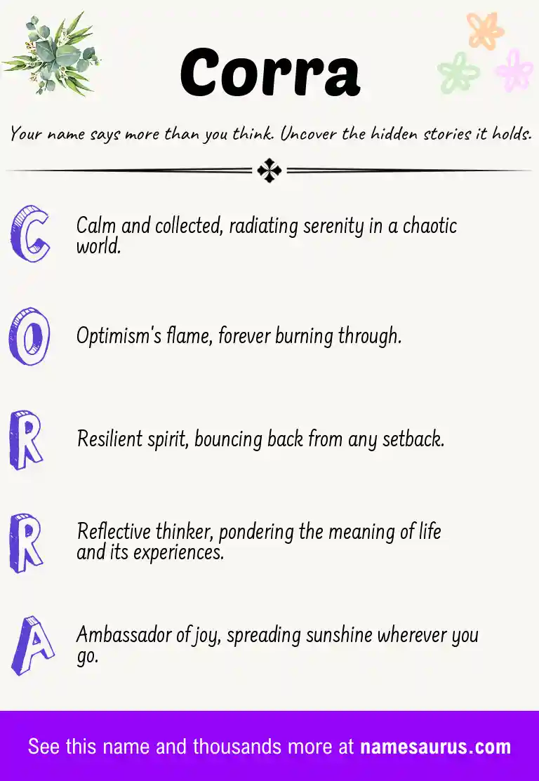 Acrostic poem about Corra.