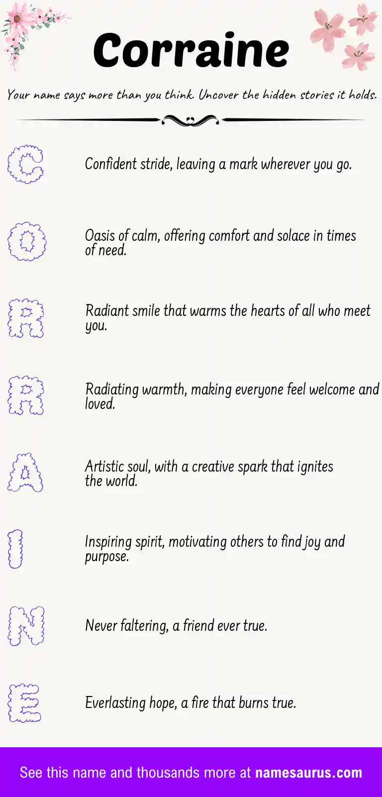 Acrostic poem about Corraine.