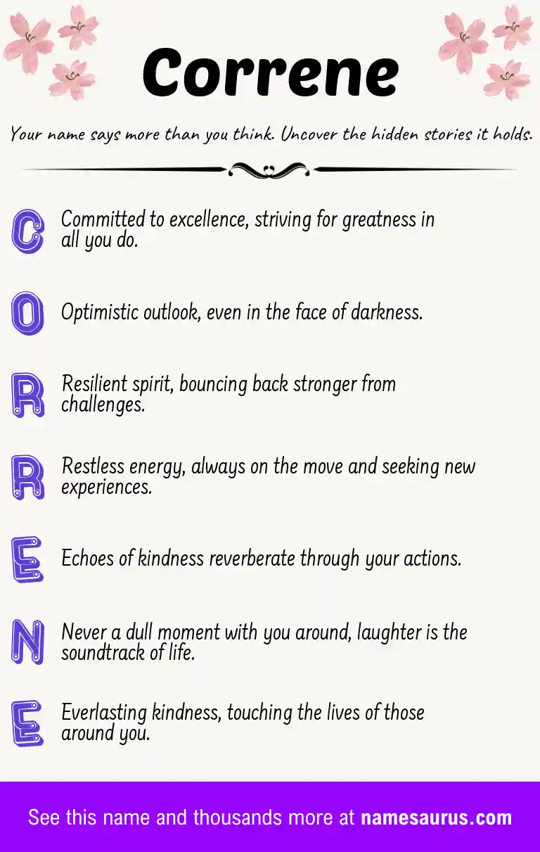 Acrostic poem about Correne.