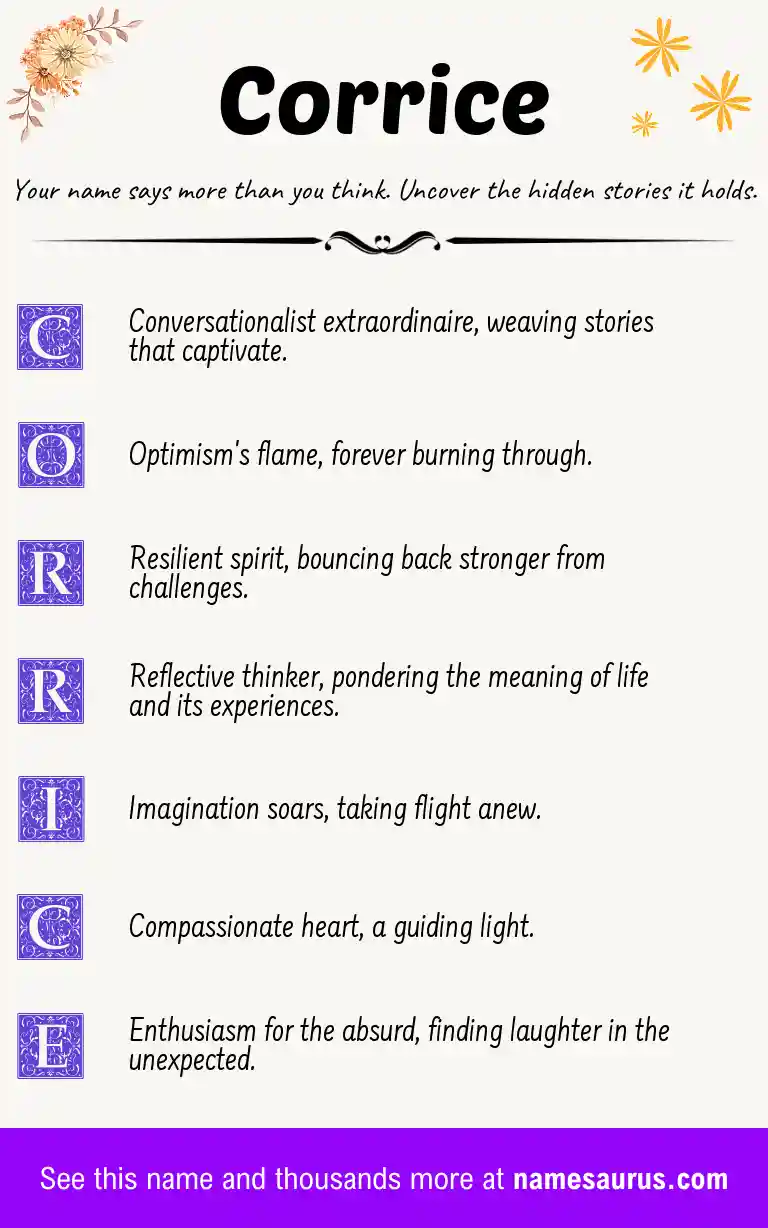 Acrostic poem about Corrice.