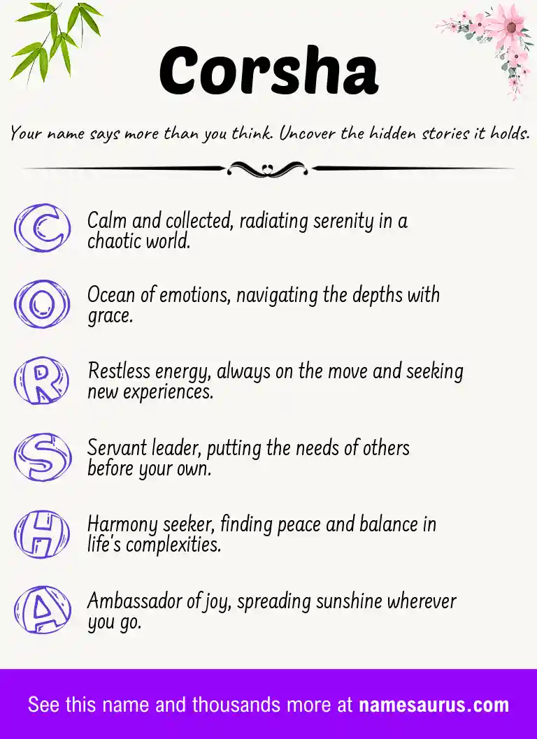 Acrostic poem about Corsha.