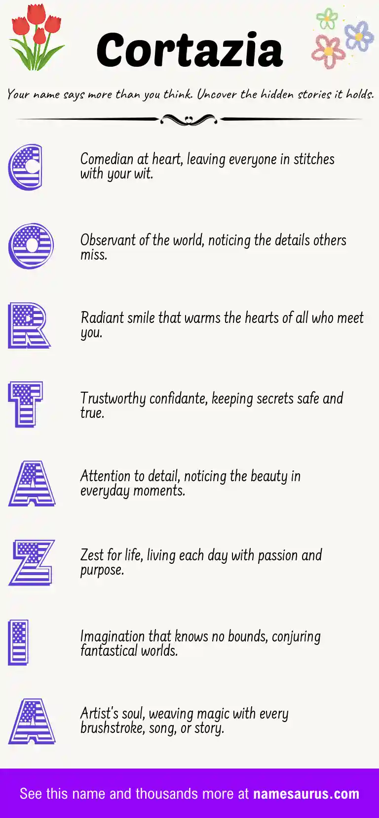 Acrostic poem about Cortazia.