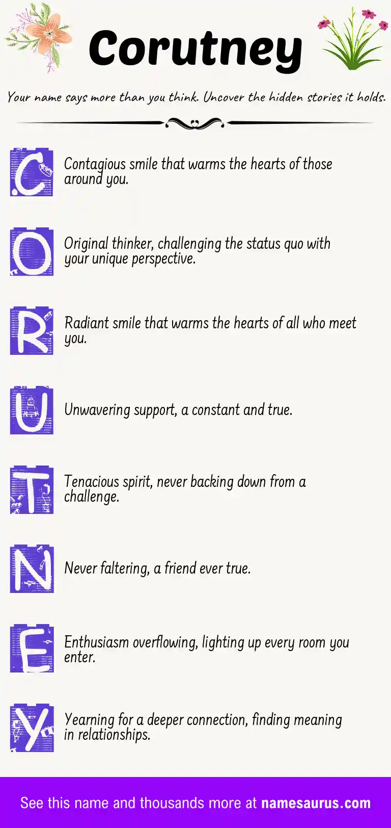 Acrostic poem about Corutney.