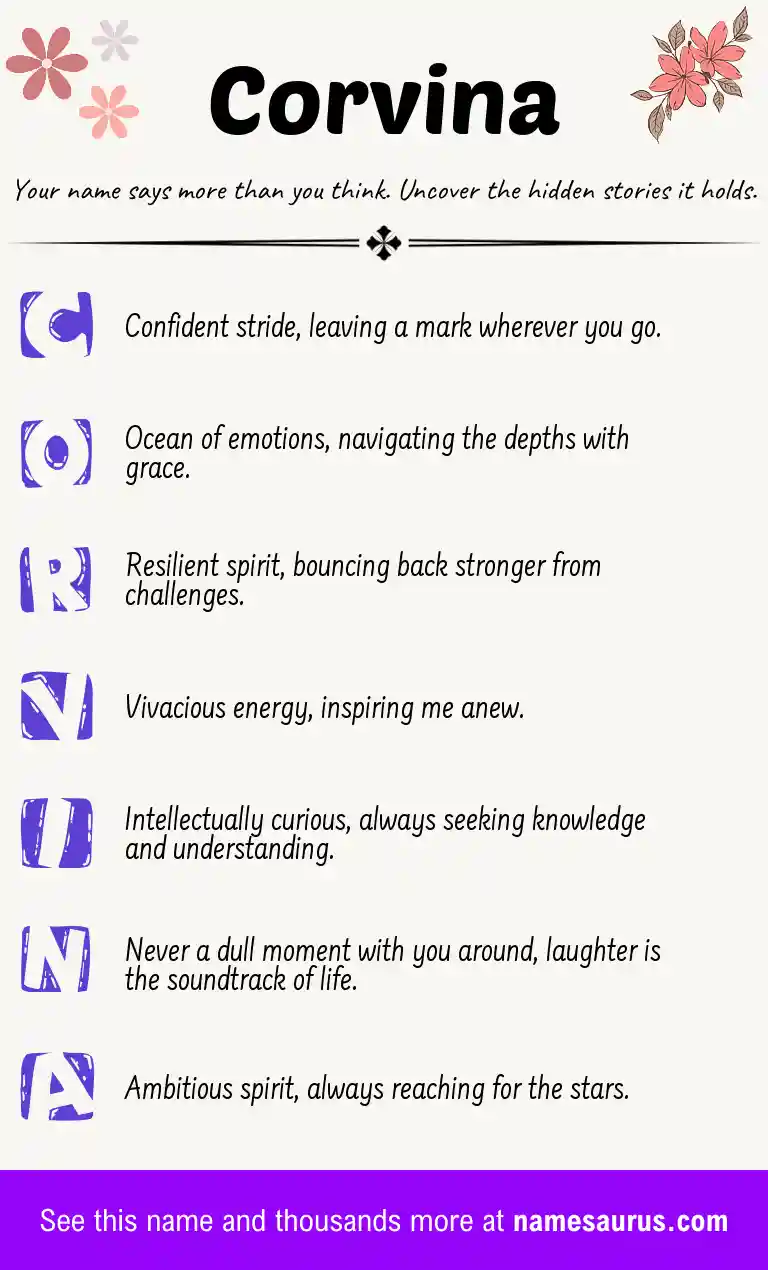 Acrostic poem about Corvina.