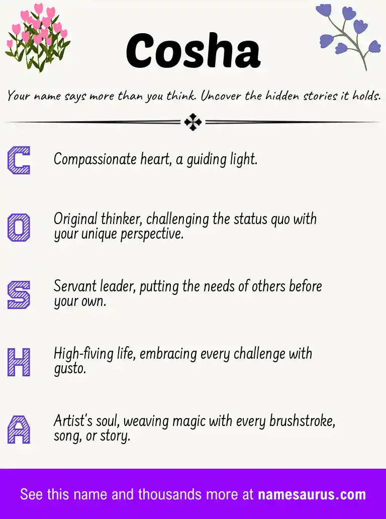 Acrostic poem about Cosha.