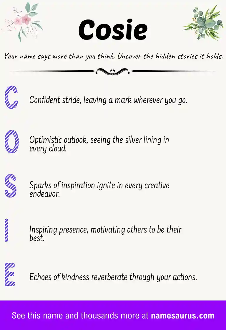 Acrostic poem about Cosie.