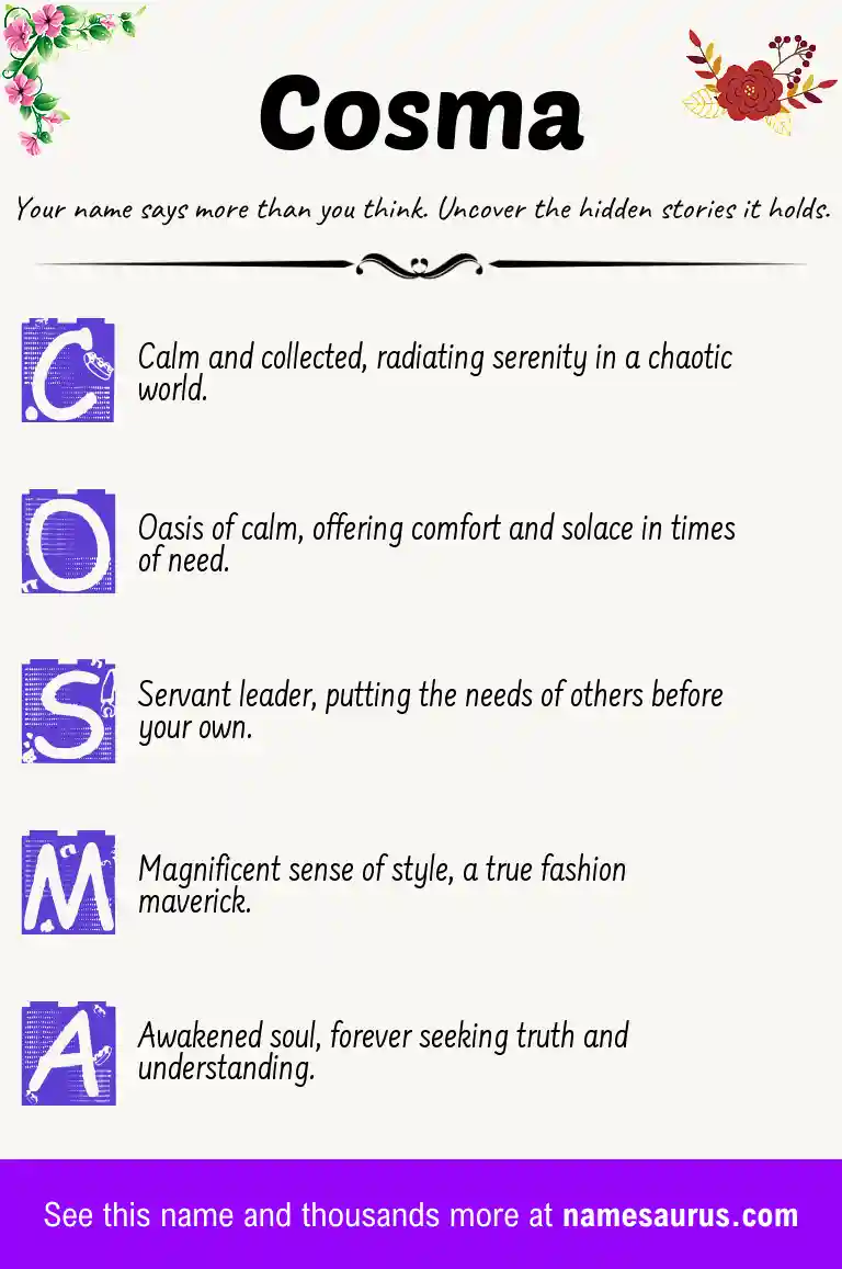 Acrostic poem about Cosma.
