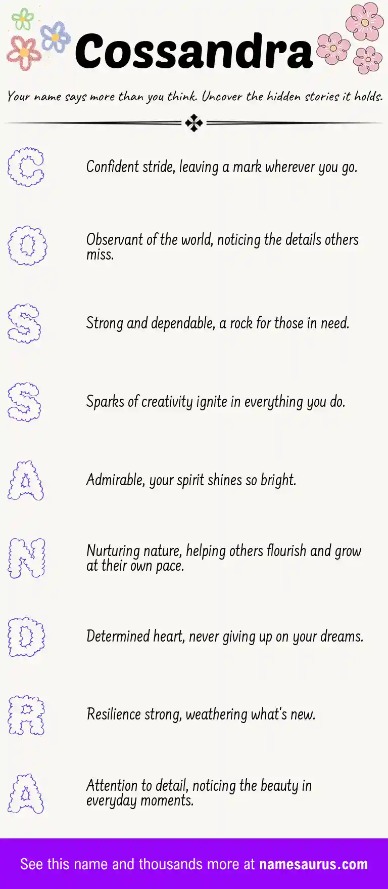 Acrostic poem about Cossandra.