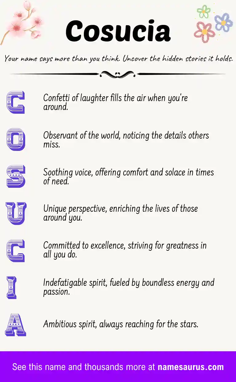 Acrostic poem about Cosucia.