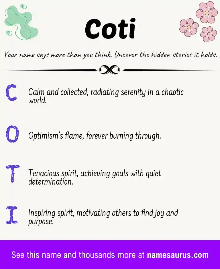 Acrostic poem about Coti.