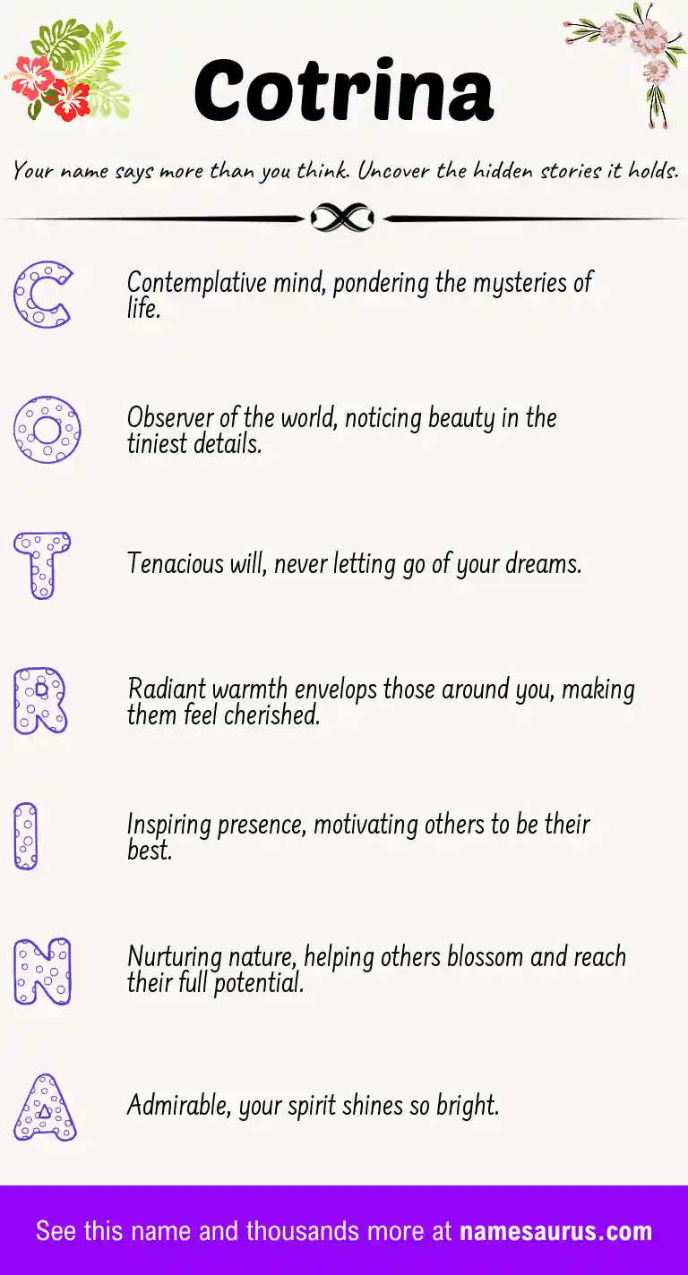 Acrostic poem about Cotrina.