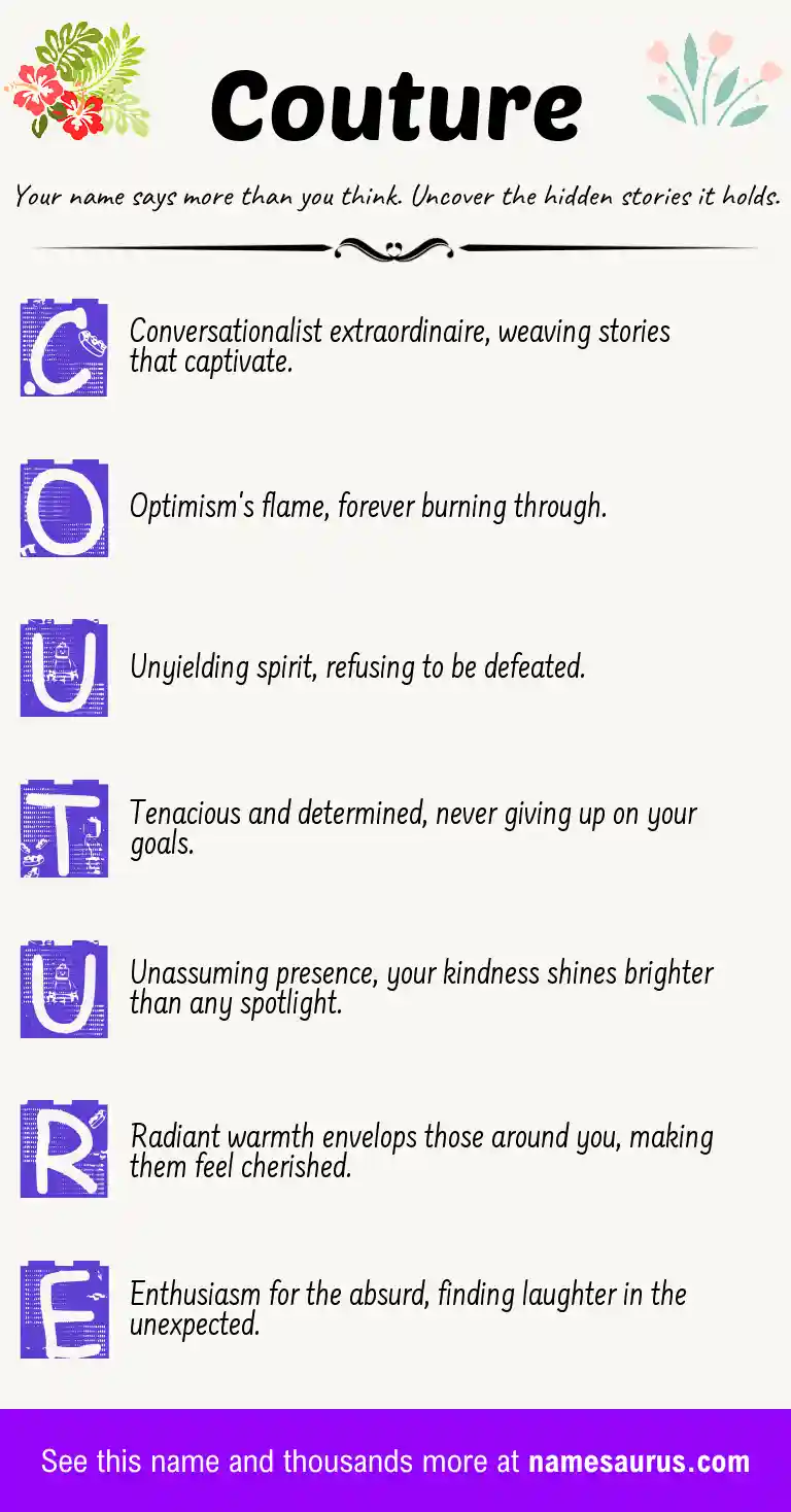 Acrostic poem about Couture.