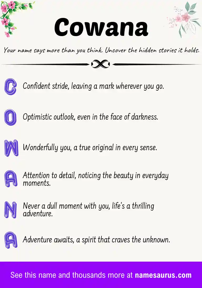 Acrostic poem about Cowana.