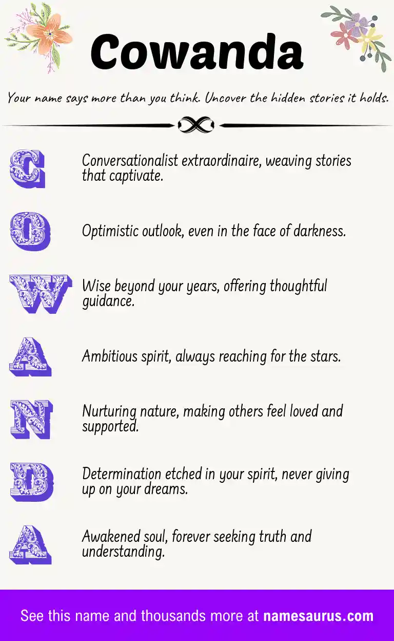 Acrostic poem about Cowanda.