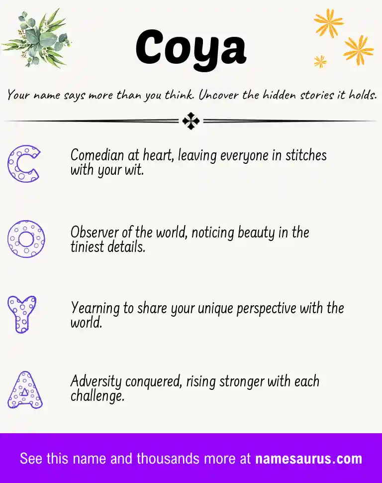 Acrostic poem about Coya.