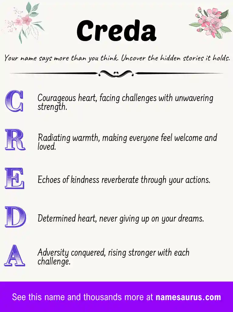 Acrostic poem about Creda.