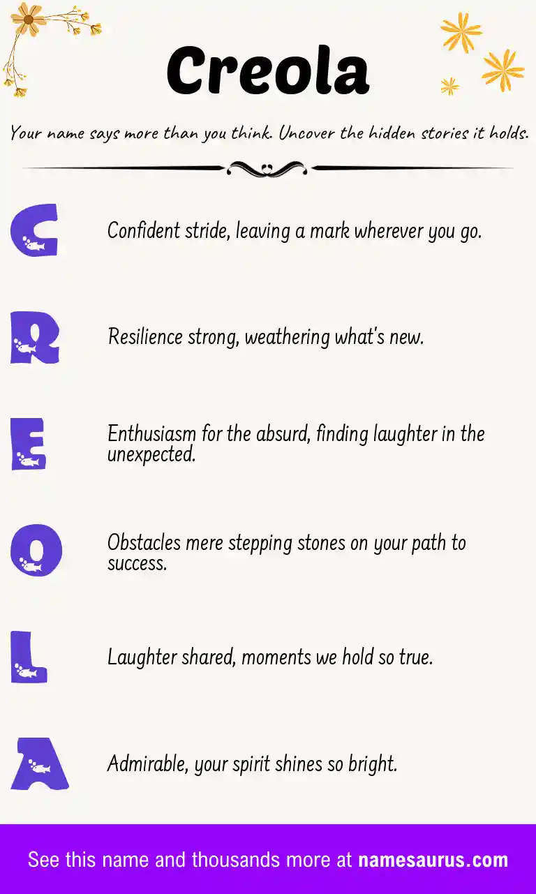 Acrostic poem about Creola.