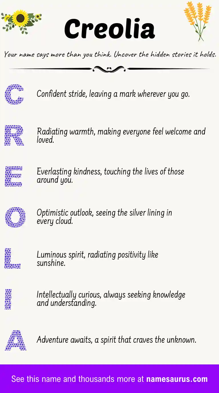 Acrostic poem about Creolia.