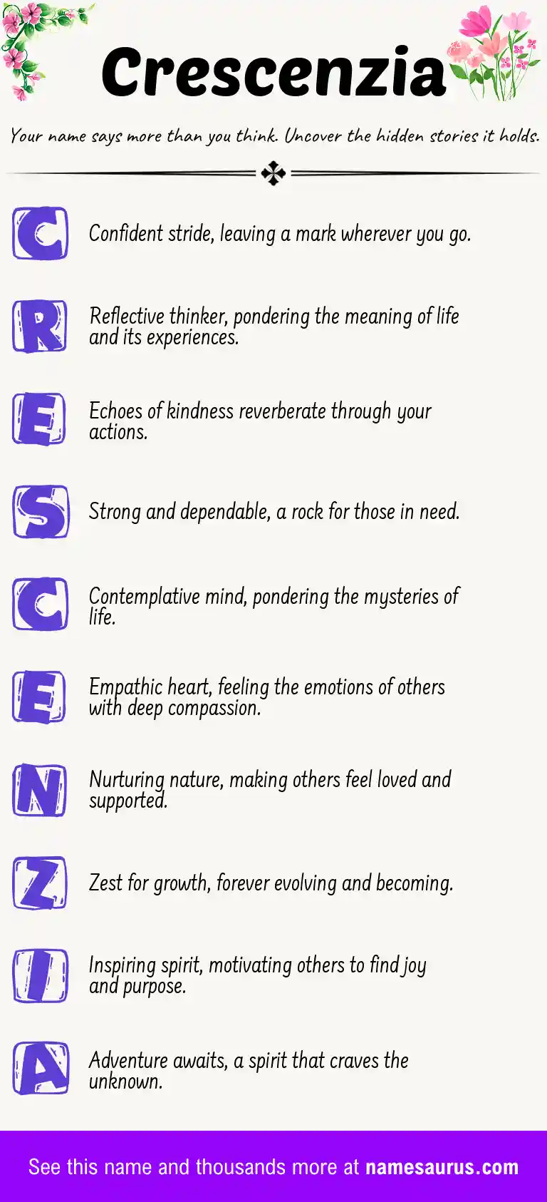 Acrostic poem about Crescenzia.
