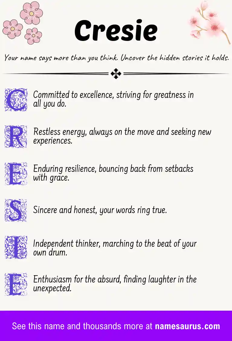 Acrostic poem about Cresie.
