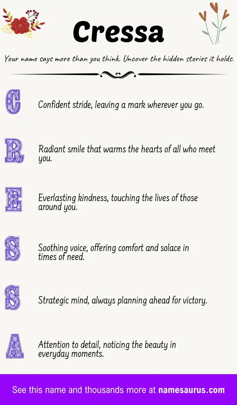 Acrostic poem about Cressa.