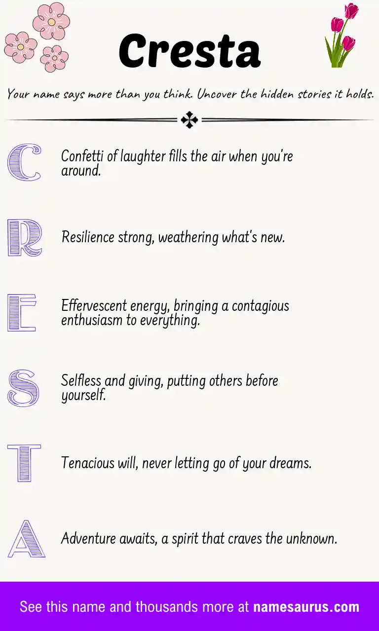 Acrostic poem about Cresta.