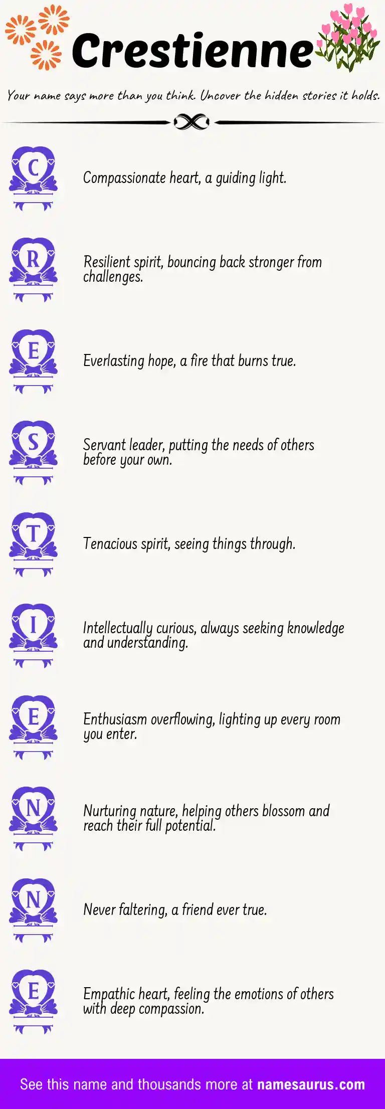Acrostic poem about Crestienne.