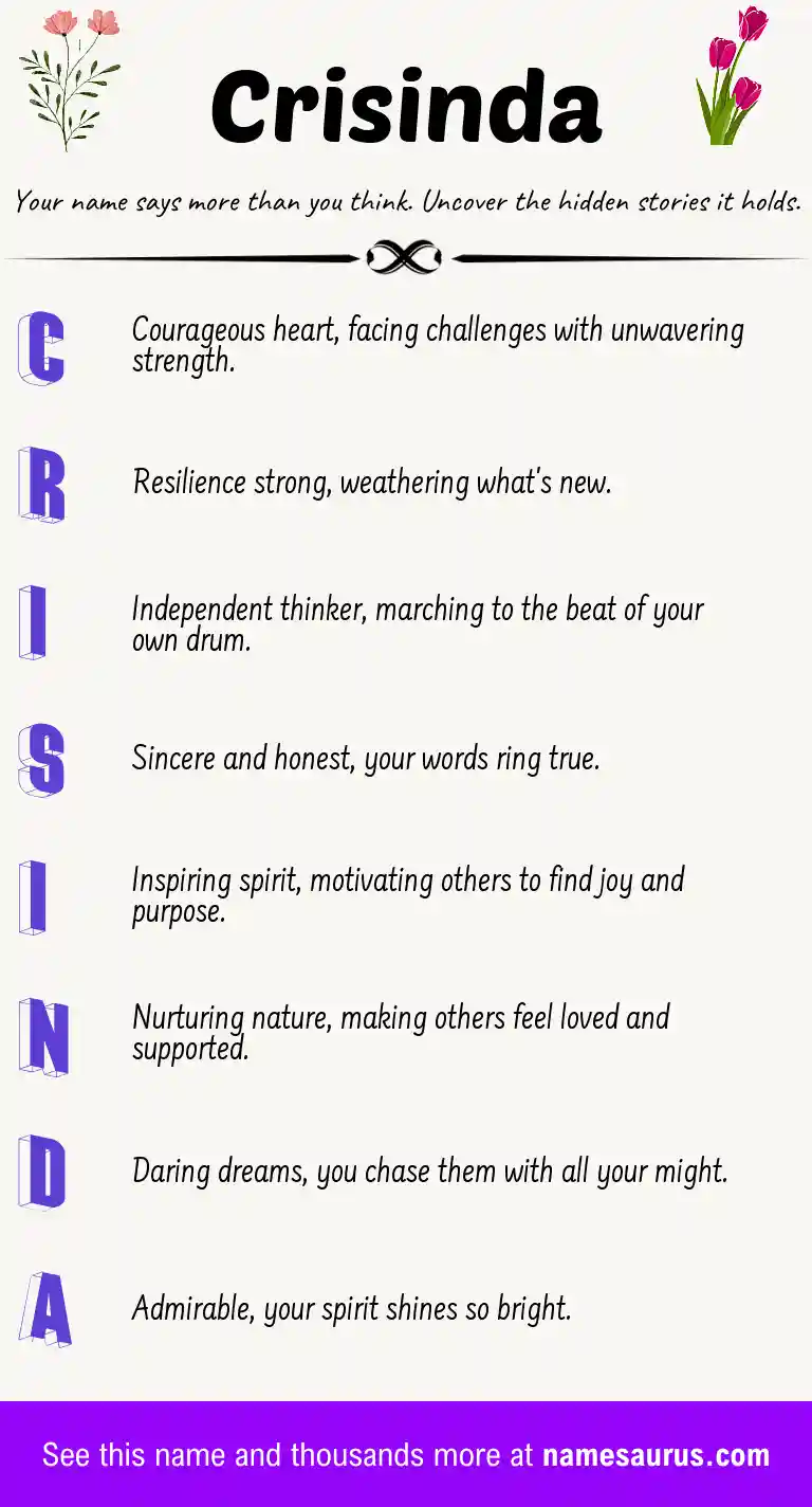 Acrostic poem about Crisinda.