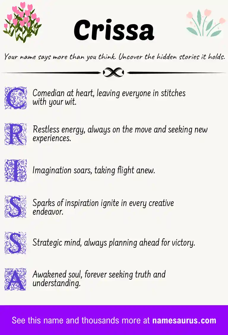 Acrostic poem about Crissa.