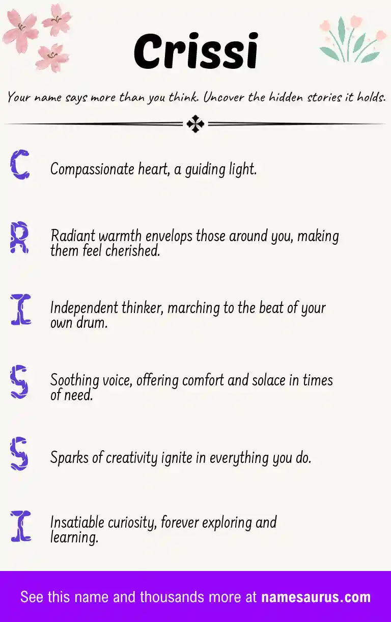 Acrostic poem about Crissi.