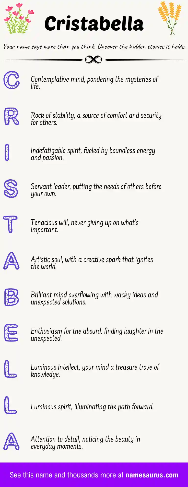 Acrostic poem about Cristabella.