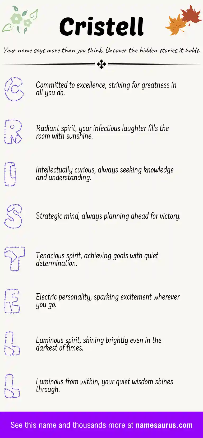 Acrostic poem about Cristell.