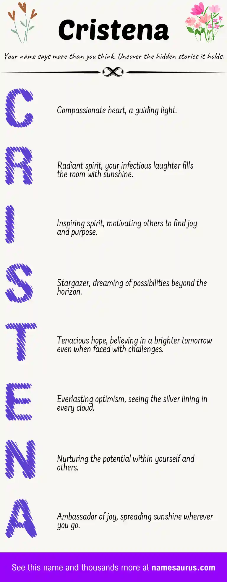 Acrostic poem about Cristena.