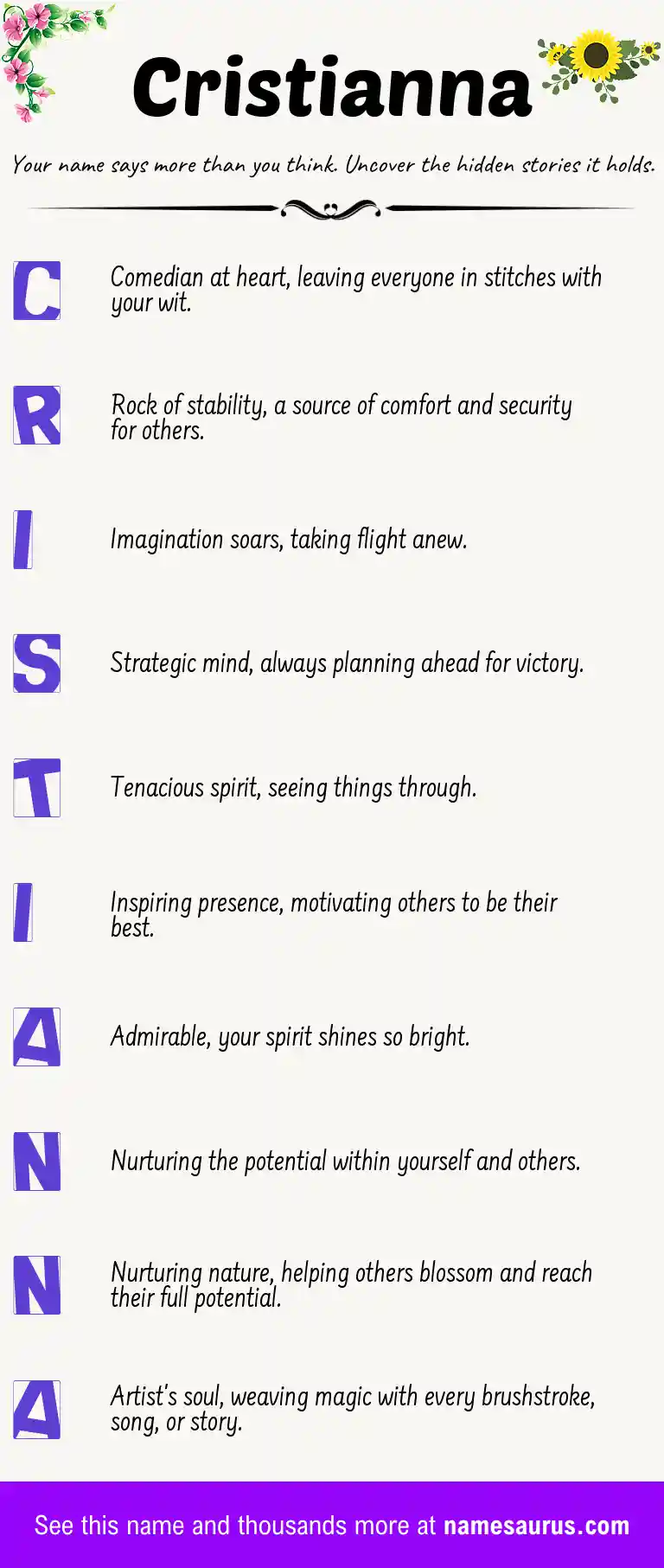 Acrostic poem about Cristianna.