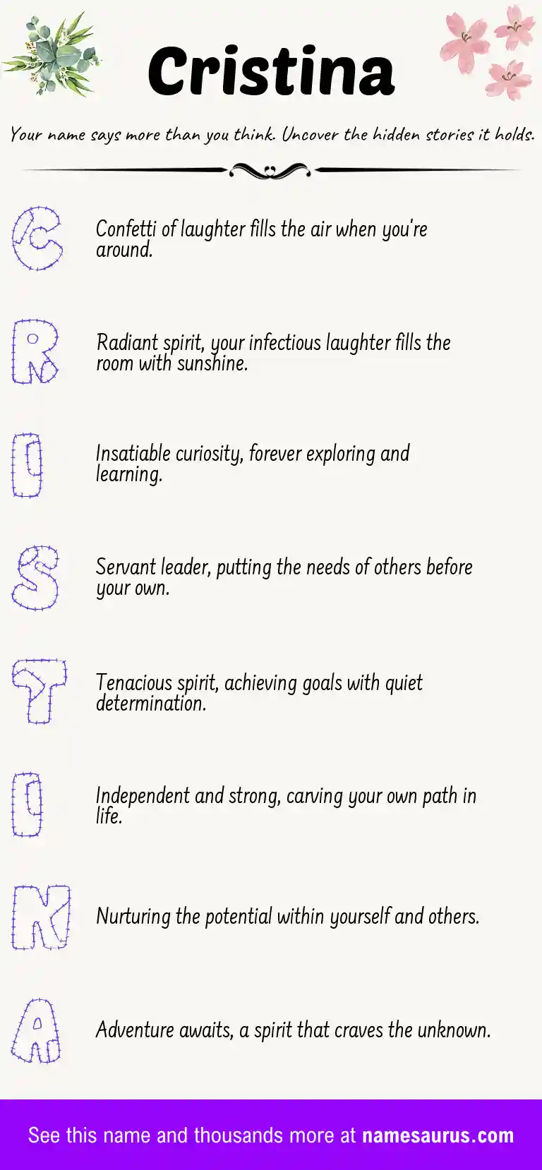 Acrostic poem about Cristina.
