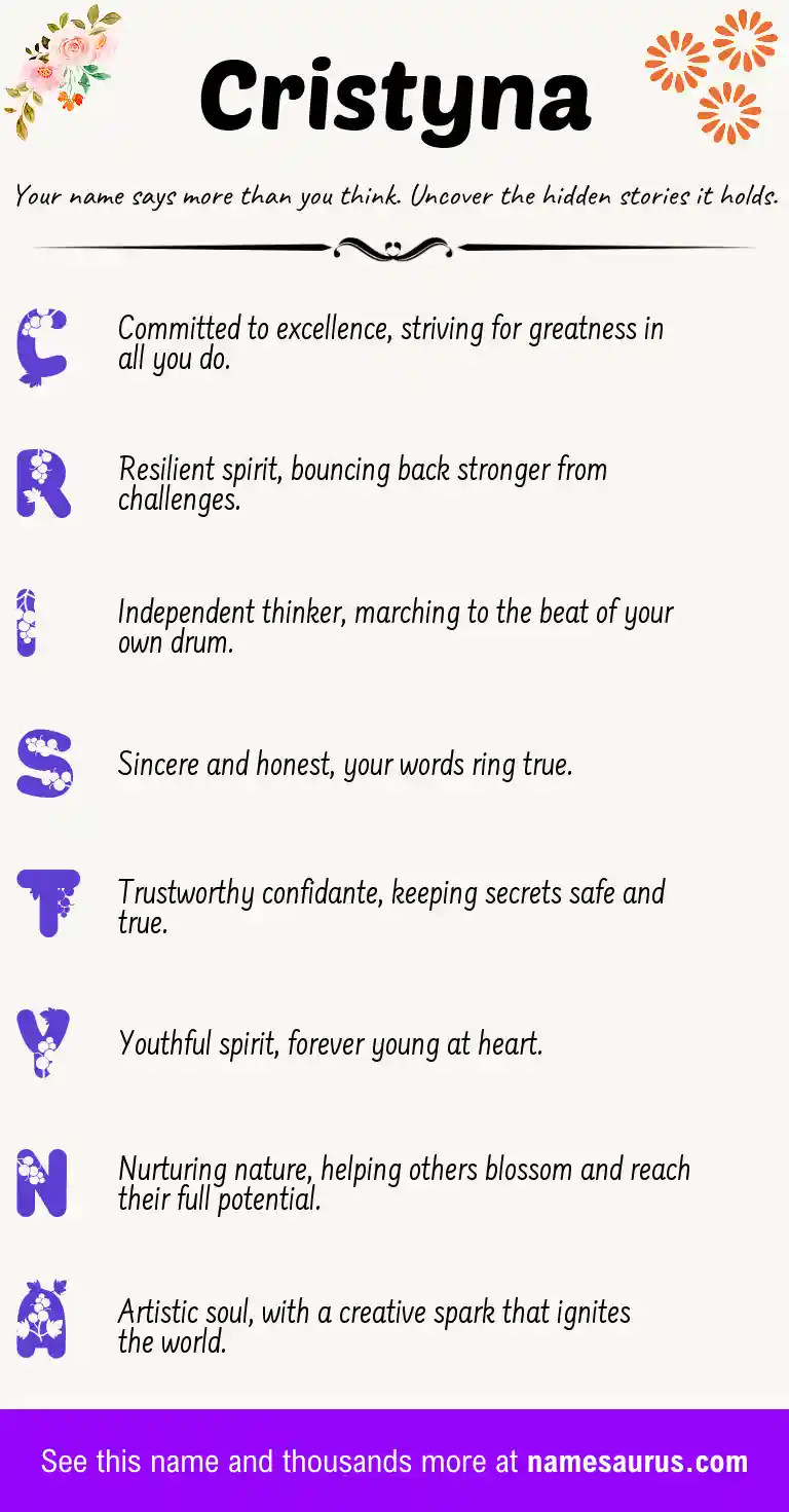 Acrostic poem about Cristyna.