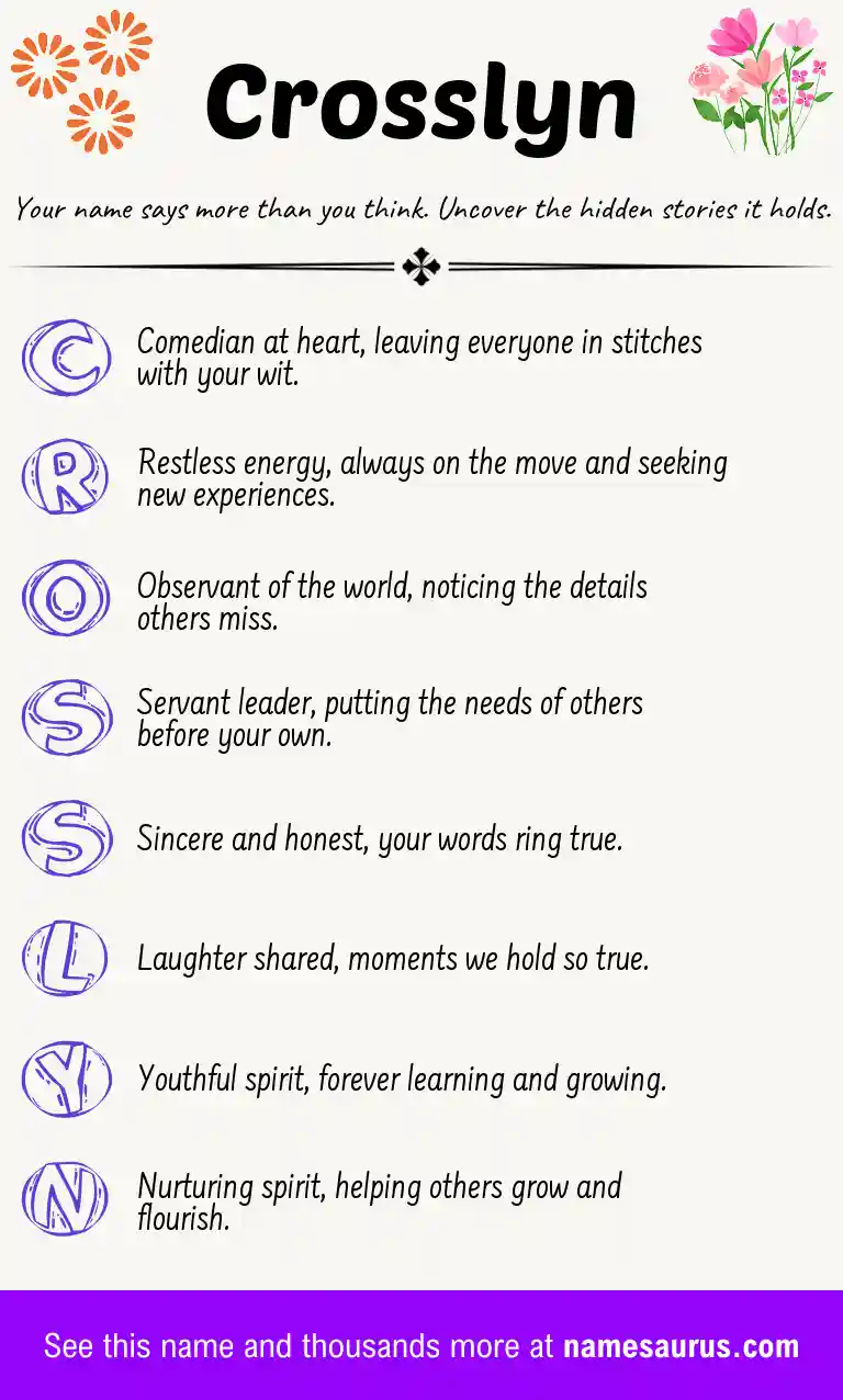 Acrostic poem about Crosslyn.