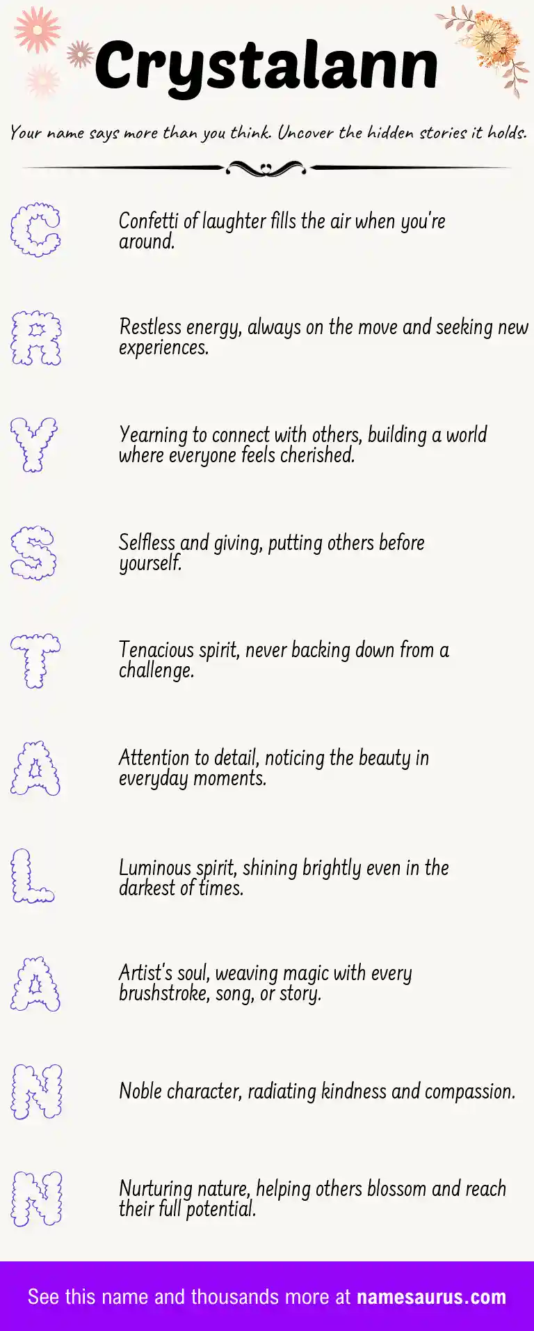 Acrostic poem about Crystalann.