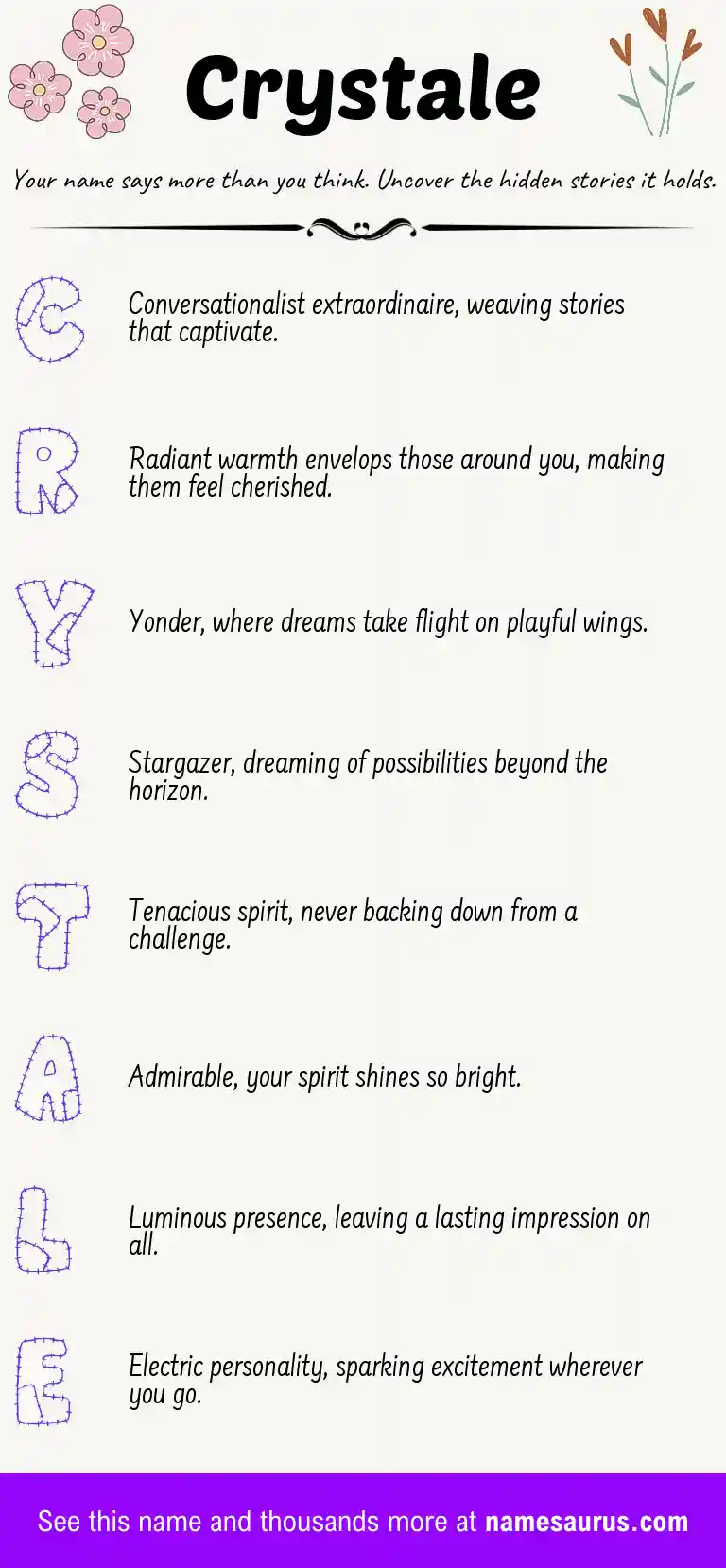 Acrostic poem about Crystale.