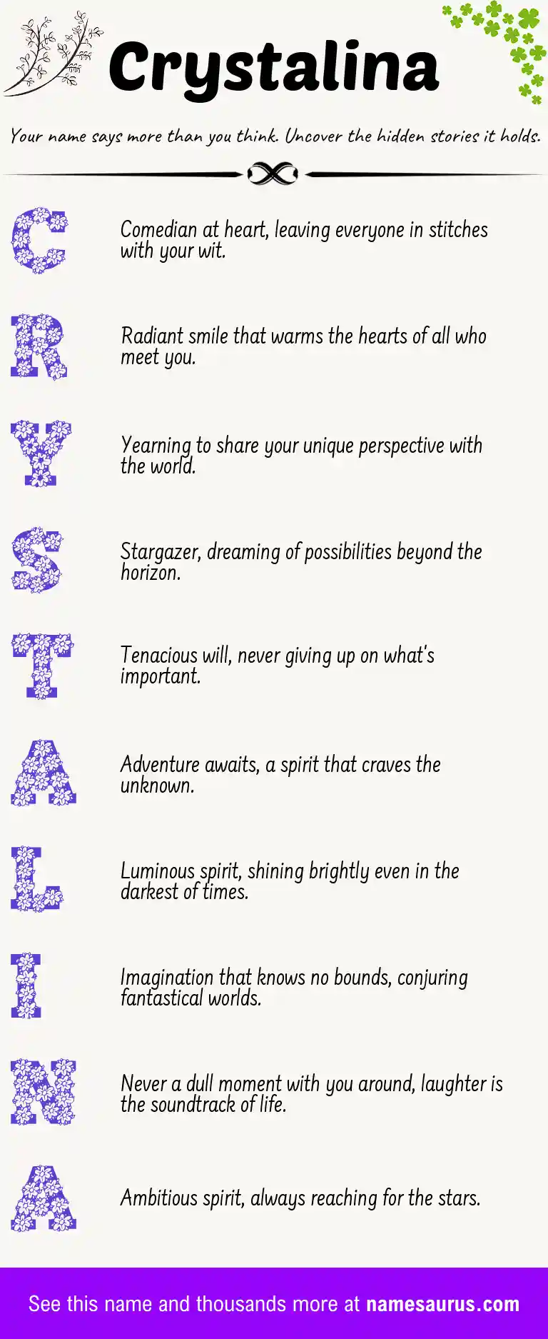 Acrostic poem about Crystalina.