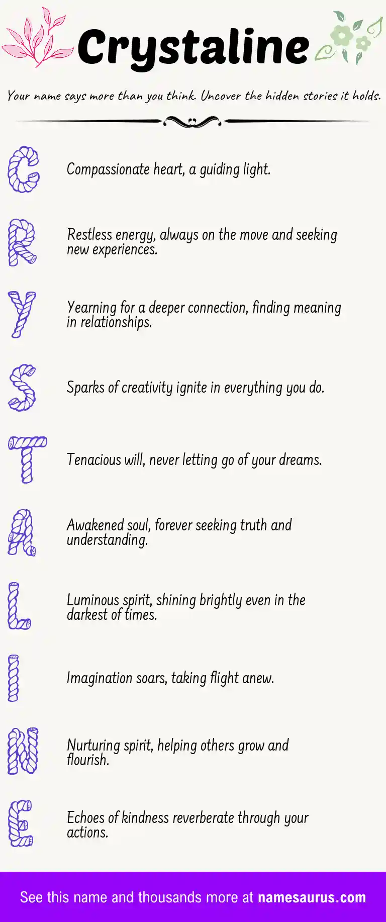 Acrostic poem about Crystaline.
