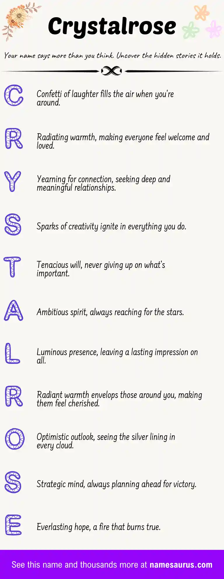 Acrostic poem about Crystalrose.